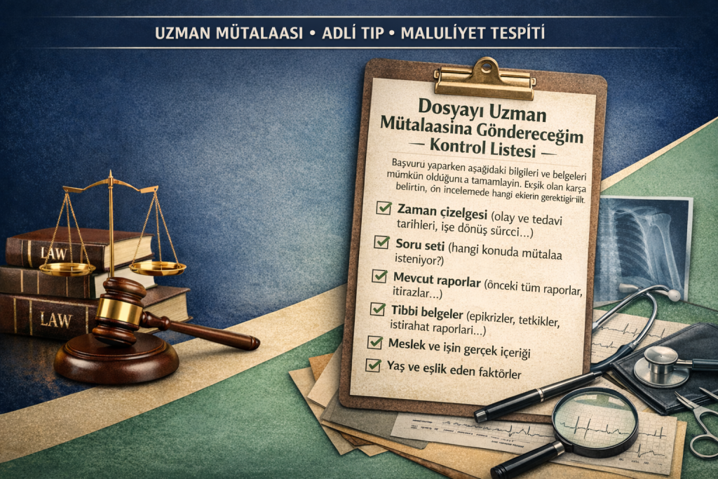 Uzman mütalaasına göndermeden önce kontrol listesi